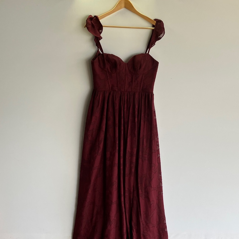 Azazie Strapless Burgundy Dress